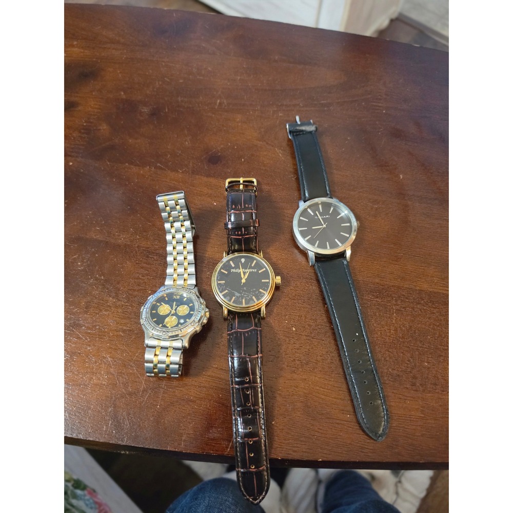 Mens Watch Lot of 3 Tahari Philip Ramirez Two Tone Chronograph Style Mixed